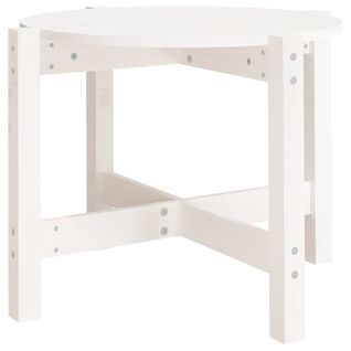 Table Basse Blanc Ø 62,5x45 Cm Bois Massif De Pin