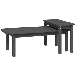 Ensemble De Tables Basses 2 PCs Gris Bois Massif De Pin