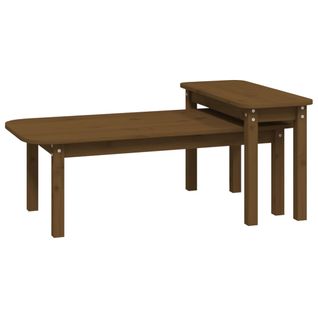Ensemble De Tables Basses 2 PCs Marron Miel Bois Massif De Pin