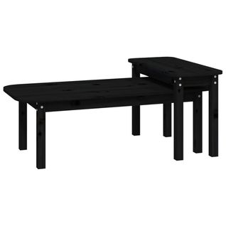 Ensemble De Tables Basses 2 PCs Noir Bois Massif De Pin