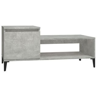 Table Basse Gris Béton 100x50x45 Cm Bois Contreplaqué