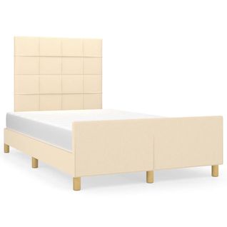 Cadre De Lit Sans Matelas Crème 120x200 Cm Tissu