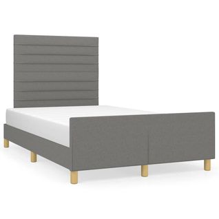 Cadre De Lit Sans Matelas Gris Foncé 120x200 Cm Tissu