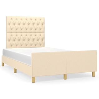 Cadre De Lit Sans Matelas Crème 120x200 Cm Tissu