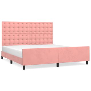 Cadre De Lit Sans Matelas Rose 160x200 Cm Velours