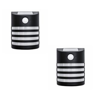 2 Appliques Murales Solaires Extérieures Noires – Sans Fil Avec Détecteurs De Mouvement