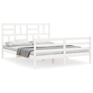 Cadre De Lit Sans Matelas Blanc 160x200 Cm Bois Massif