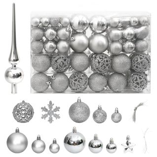 Ensemble De Boules De Noël 111 Pièces Argenté Polystyrène