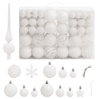 Ensemble De Boules De Noël 111 Pièces Blanc Polystyrène