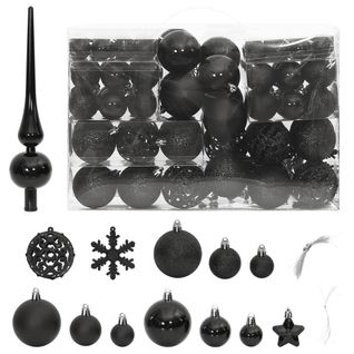 Ensemble De Boules De Noël 111 Pièces Noir Polystyrène