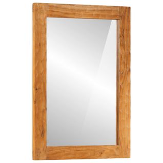 Miroir Salle De Bain 50x70x2,5 Cm Bois Massif D'acacia Et Verre