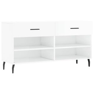 Banc à Chaussures Blanc Brillant 102x35x55 Cm Bois Contreplaqué