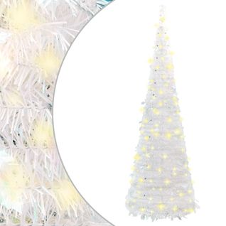 Sapin De Noël Artificiel Escamotable 200 LED Blanc 210 Cm