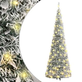Sapin De Noël Artificiel Escamotable Avec Neige Floquée 200 LED