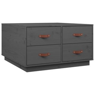 Table Basse Gris 80x80x45 Cm Bois Massif De Pin