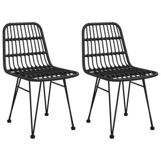 Chaises De Jardin 2 Pièces Noir 48x62x84 Cm Résine Tressée