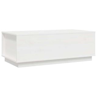 Table Basse Blanc 100x50x35 Cm Bois Massif De Pin