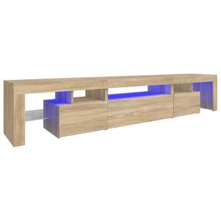 Meuble TV Lot 3 Pièces Chêne Sonoma Bois Contreplaqué LED Rgb 215x36,5x40 Cm