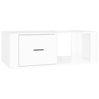 Table Basse Blanc Brillant 100x50,5x35 Cm Bois D'ingénierie