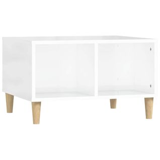 Table Basse Blanc Brillant 60x50x36,5 Cm Bois Contreplaqué