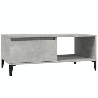 Table Basse Gris Béton 90x50x36,5 Cm Bois Contreplaqué