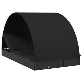 Transat 2 Places Avec Toit Rond Noir 211x112x140 Cm