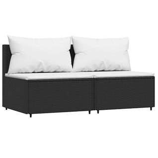 Canapés Centraux De Jardin Et Coussins 2pcs Noir Résine Tressée