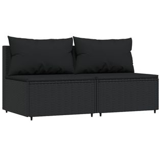 Canapés Centraux De Jardin Et Coussins 2pcs Noir Résine Tressée