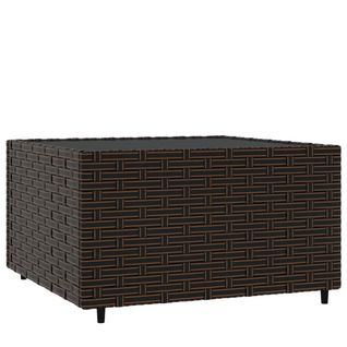 Table Basse De Jardin Carré Marron 50x50x30 Cm Résine Tressée