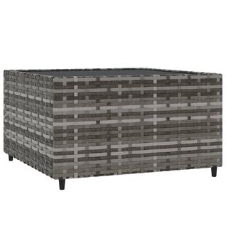 Table Basse De Jardin 50 X 50 X 30 Cm En Résine Tressée Grise Avec Plateau En Verre