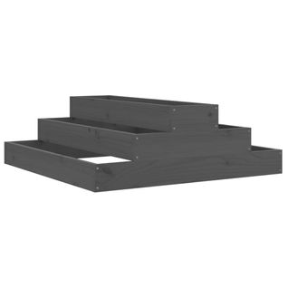 Jardinière Gris 80x80x27 Cm Bois Massif De Pin