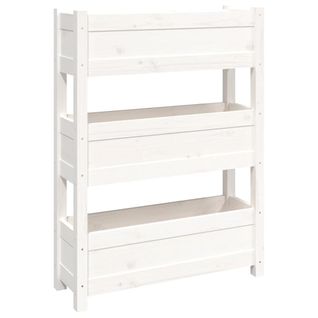 Jardinière Blanc 77x25x104,5 Cm Bois Massif De Pin