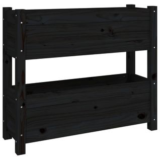 Jardinière Noir 77x25x66 Cm Bois Massif De Pin