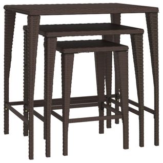 Tables Gigognes 3 PCs Marron Résine Tressée