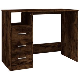 Bureau Avec Tiroirs Chêne Fumé 102x50x76 Cm Bois Contreplaqué