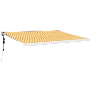Auvent Rétractable Jaune Et Blanc 4,5x3 M Tissu Et Aluminium