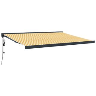 Auvent Rétractable Jaune Et Blanc 4x3 M Tissu Et Aluminium