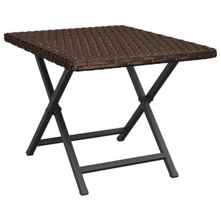 Table Pliable Marron 45x35x32 Cm Résine Tressée Meuble De Jardin Patio Terrasse Extérieur