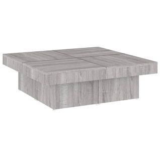 Table Basse Sonoma Gris 90x90x28 Cm Bois Contreplaqué