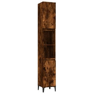 Armoire De Bain Chêne Fumé 30x30x190 Cm Bois Contreplaqué