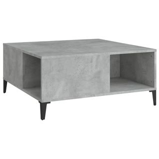 Table Basse Gris Béton 80x80x36,5 Cm Bois Contreplaqué