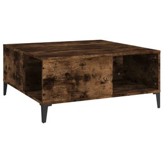 Table Basse Chêne Fumé 80x80x36,5 Cm Bois Contreplaqué