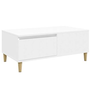Table Basse Blanc 90x50x36,5 Cm Bois Contreplaqué