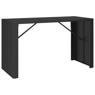 Table De Bar Et Dessus En Verre Noir 185x80x110 Cm Poly Rotin