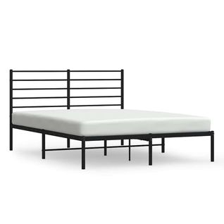 Cadre De Lit Métal Sans Matelas Avec Tête De Lit Noir 120x190cm