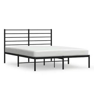 Cadre De Lit Métal Sans Matelas Avec Tête De Lit Noir 135x190cm
