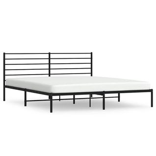 Cadre De Lit Métal Sans Matelas Avec Tête De Lit Noir 183x213cm