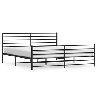 Cadre De Lit Métal Sans Matelas Avec Pied De Lit Noir 193x203cm