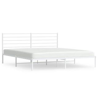 Cadre De Lit Métal Sans Matelas Et Tête De Lit Blanc 183x213 Cm