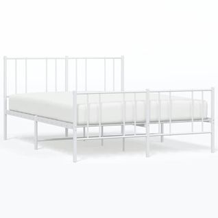 Cadre De Lit Métal Sans Matelas Et Pied De Lit Blanc 120x190 Cm